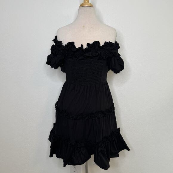 Love the Label Women Rosaline Mini Dress Size S Black Cotton Romantic Cottage - Picture 5 of 16